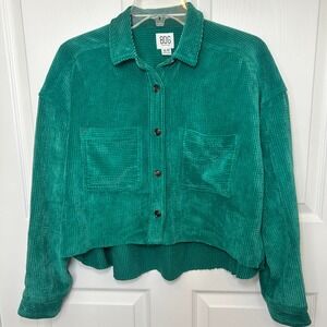 BDG Urban Outfitters Corduroy Cropped Jacket Green XS Button Down‎ Shacket